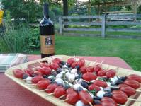 Fourth Course Caprese Skewers and a red blend